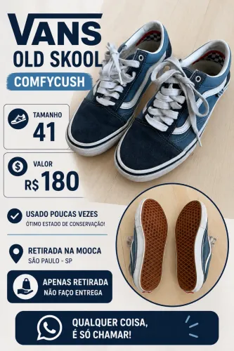 Vendo Vans Old Skool ComfyCush Original, tamanho 41, na cor azul