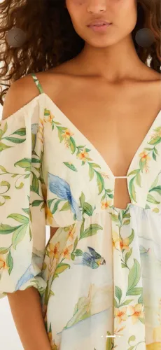 Vestido Farm longo estampado paisagem rio