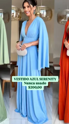 Vestido de festa azul serenity