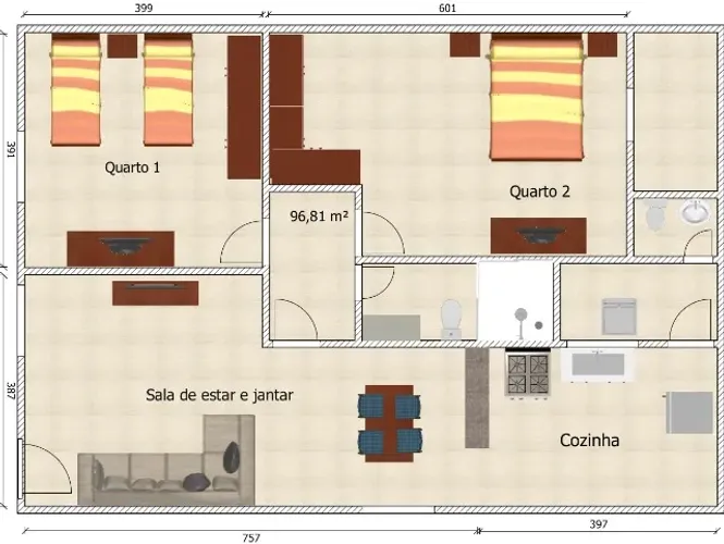 Casa no Jardim Marco Zero, 2 quartos