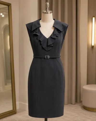 Vestido Kasper Cinza Chumbo