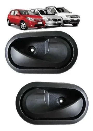 Par Maçaneta Preta Interna Porta Sandero Logan Duster Oroch