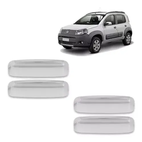 Aplique Fiat Uno 2010 à 2018 - Maçaneta Cromada 4Pt - Sem Furo - 08.039