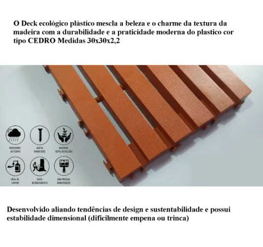 Deck Modular Madeira Plástica Jardins e Piscinas