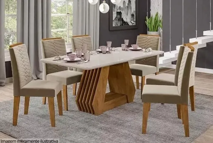 Mesa Àgata 6 Cadeiras - Entrega Rápida