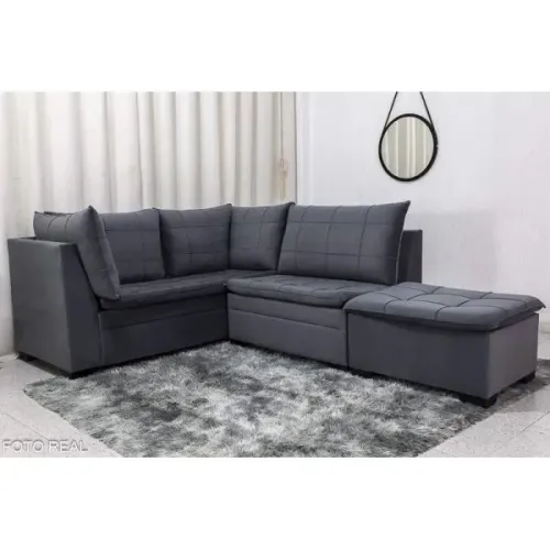 Sofá Canto 5 lugares com Puff Viana rf54