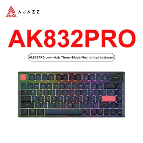 Teclado Mecânico Ajazz AK832 Pro RGB com Tela (Low Profile)