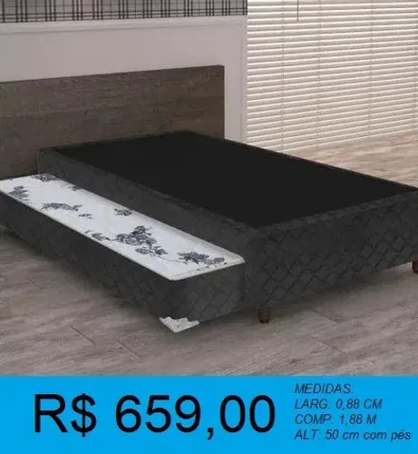 Cama de solteiro box auxiliar 