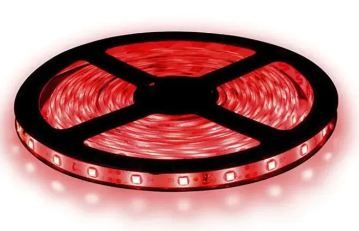 Barra/Fita de Led 3528 com Proteção de Silicone - Cor Vermelho - Rolo com 5 Metros