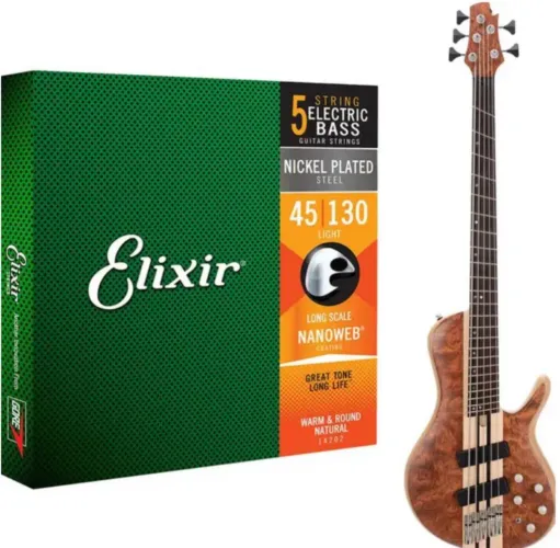 Encordoamento para Contrabaixo Elixir 5 e 4 Cordas