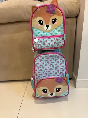 Mochila infantil com rodinhas, 2 em 1, com estampa de raposa