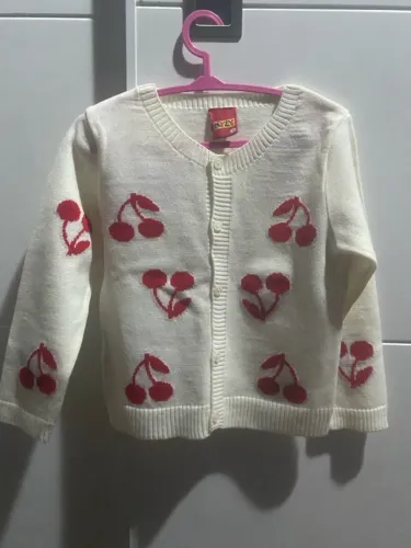 Cardigan Infantil com Estampa de Cereja