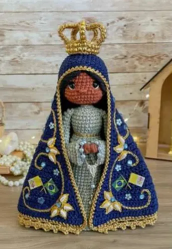 Nossa Senhora Aparecida Nã Quebra Amigurumi Feito à Mão Artesanal Padroeira Brasil Santa