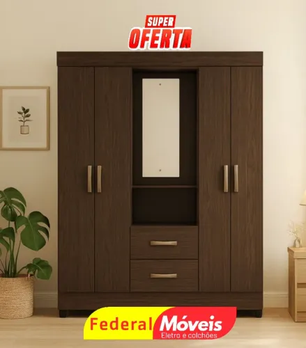 Guarda Roupa 4 Portas e 2 Gavetas - Novo e de Alta Qualidade!