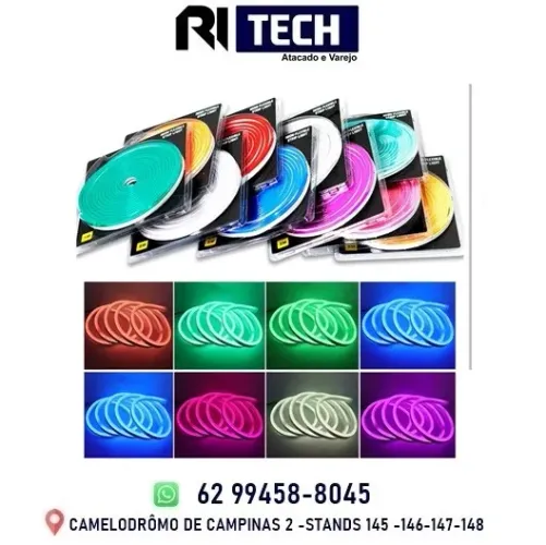 Fita Neon de Led Fita 05 Metros Led Neon Silicone Corte 2,5cm Flex 12v Brilho