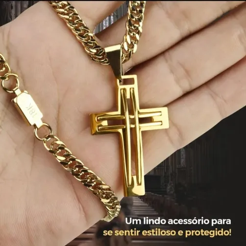 Cordao corrente moeda antiga jóia cor ouro - com pingente