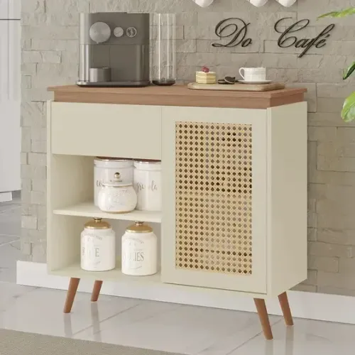 "Buffet Bourbon: Design Retrô e Sofisticação em 100% MDF com Porta e Gaveta"