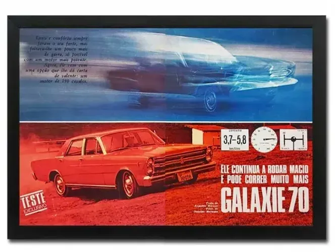 Ford Galaxie 1970 - Pôster / Quadro decorativo com matéria original de revista