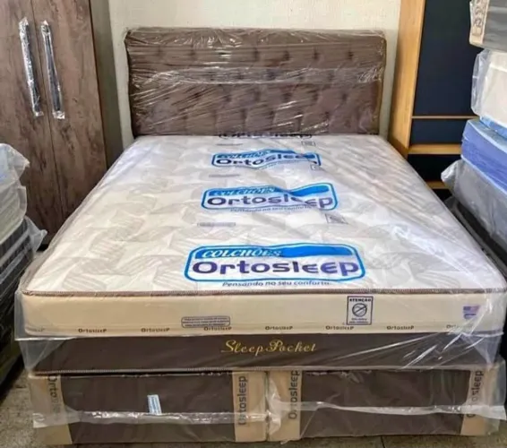 Cama Box Queen+ Colchão Ortosleep Sleep Pocket