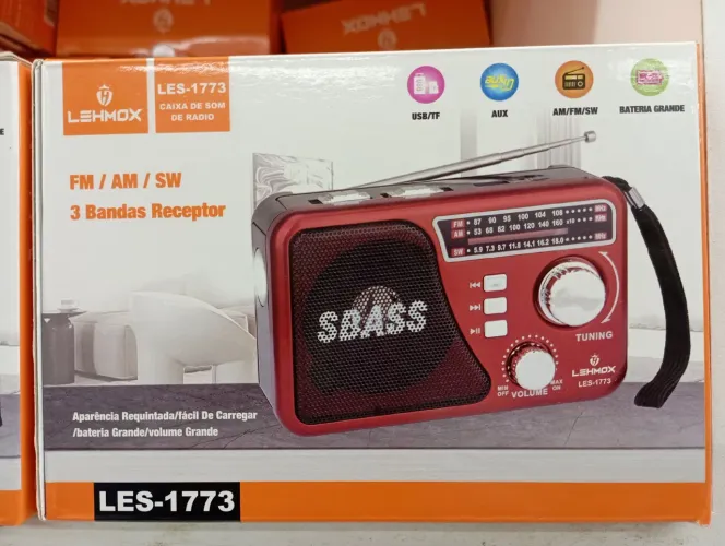 Rádio Portatil recarregável AM FM SW lehmox
