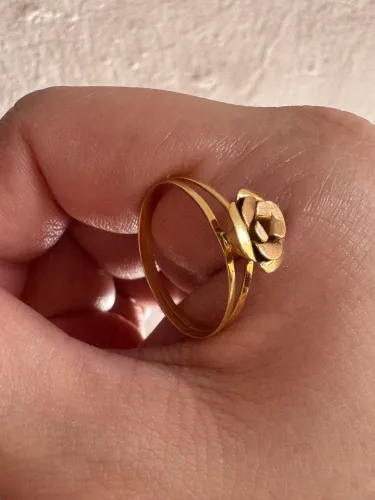 Anel Ouro 18k Flor Aro Dupo