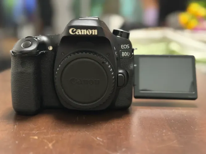 Cânon 80D com acessórios e lentes 