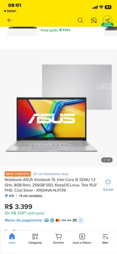 Notebook vivobook go 15