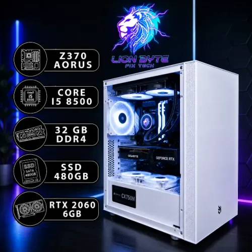 PC Gamer White Build Premium - i5 8500 - Ssd 480 - 32gb ram - RTX2060 6gb