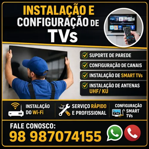 Instalação de tv, suporte, antenas