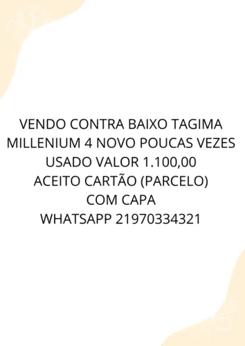 VENDO CONTRA BAIXO TAGIMA MILLENIUM 4