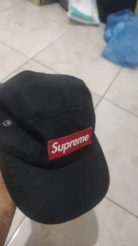 Boné Supreme Camp Cap 5-Panel Preto Original (Usado)