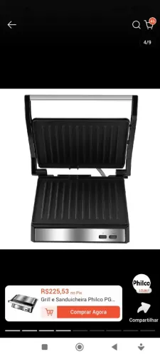 Grill e Sanduicheira Philco PGR21PI Maxx Clean 1000W