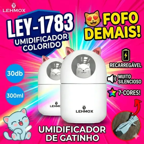 ? Umidificador Gatinho LED Rosa | O Sonho de Toda Princesa