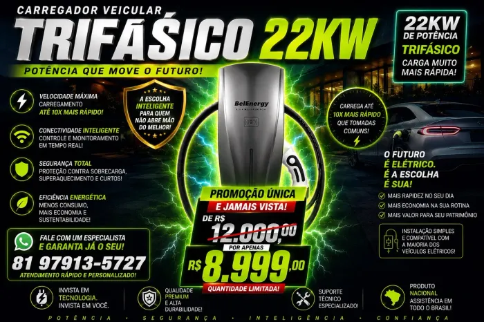 ? Carregador Veicular 22kW Trifásico BelEnergy | Carregamento Ultra Rápido ?
