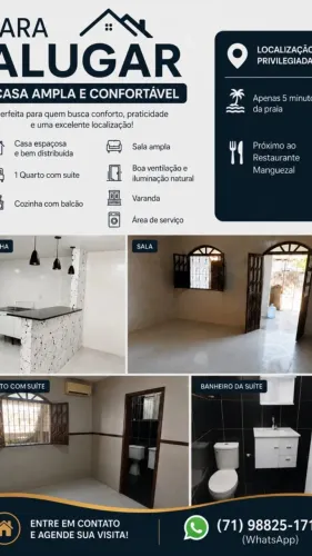 Casa para Aluguel na Ilha de Itaparica - Próxima à Praia | 1 Suíte