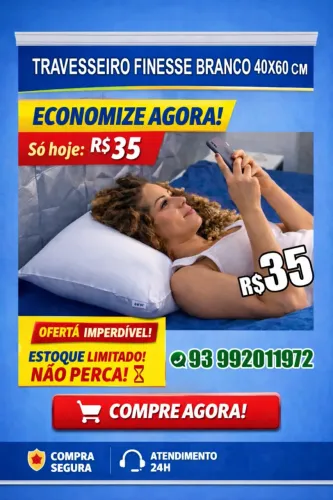 Travesseiro Finesse 40x60 Novo - Promoção R$35