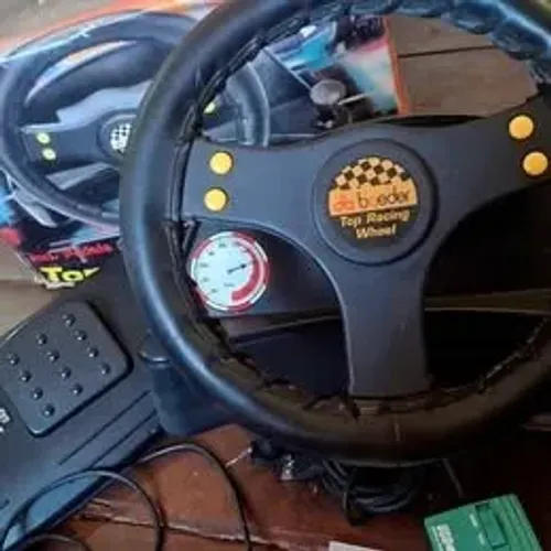 Volante Retrô Game Boeder Top Racing Wheel Completo Na Caixa