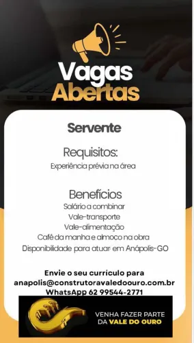 Vaga Abertas em Anápolis - Go