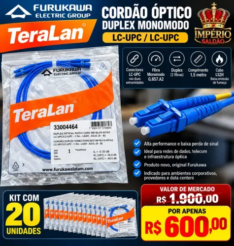 cordões ópticos Furukawa TeraLan, código 33004464 (produto lacrado)