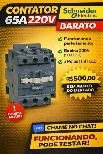 Contator 65A 220V Schneider LC1E65 Trifásico