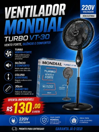 MONDIAL VENTILADOR DE COLUNA 30 CM TURBO 220V