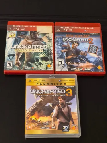 Kit Jogos Uncharted PS3 Mídia Física Originais Excelente Estado Usado
