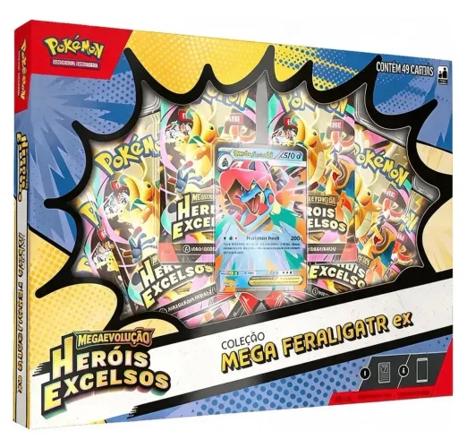 Cartas Pokémon Coleção Mega Feraligatr Ex C/49 Cards Copag
