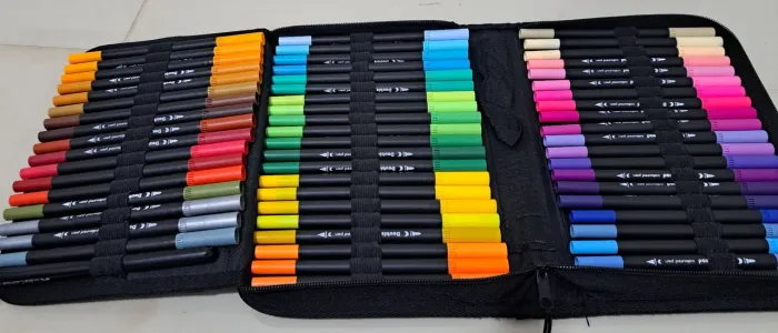 60 canetinhas brush pens com estojo
