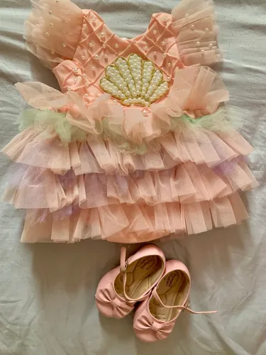 Vestido de festa infantil concha sereia