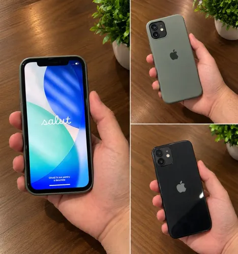 Apple iPhone 12 Azul com Case Cinza