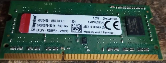 Memória RAM ValueRAM 4GB Kingston PC3L-12800