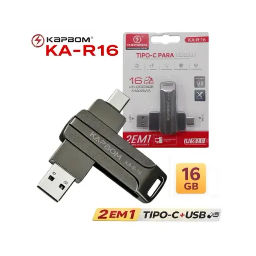 Pen Drive Usb 3.0 16gb 2 em 1 Kapbom