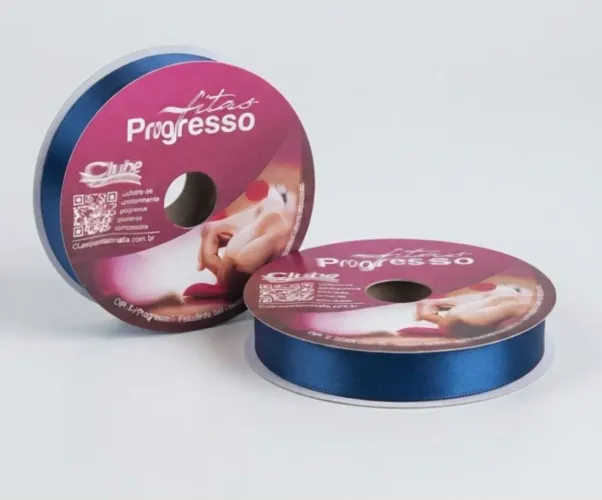 Fita De Cetim Progresso Diversas Cores N°5 22mm 50m Hj Cor 215 - Azul-marinho Liso