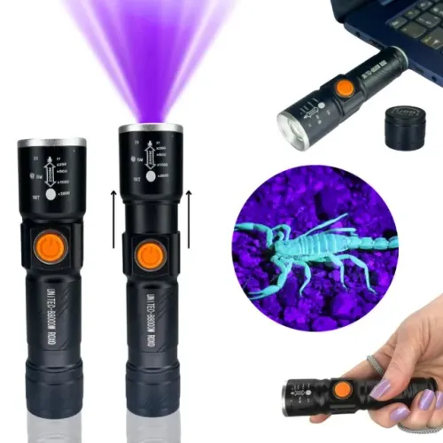 Lanterna Led Ultravioleta UV recarregável - Luz potente. Entrega